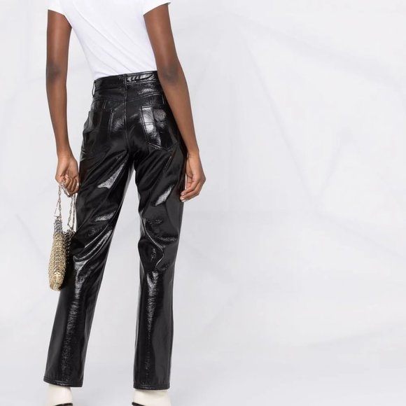 NWOT PHILOSOPHY DI LORENZO SERAFINI Crinkled Patent-faux Leather Straight Pant - Picture 1 of 11